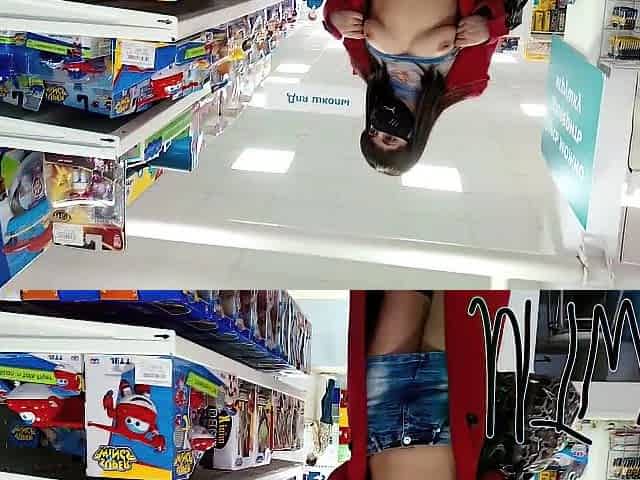 flashing in store, exhibitionist wife