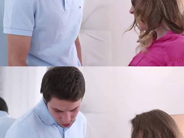 Blue-eyed teen riding corpulent shlong