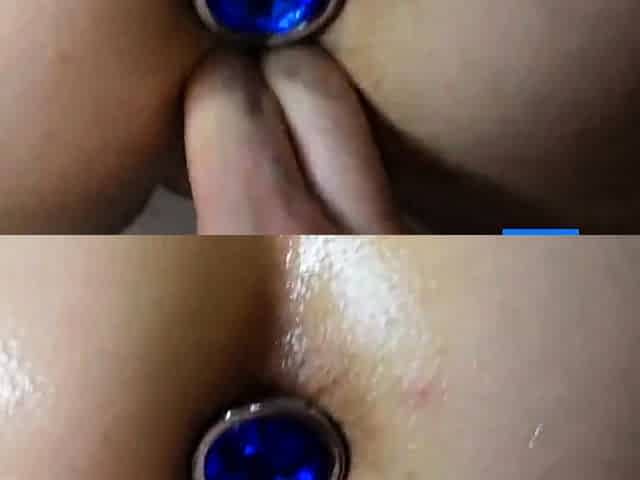 Oiled Bubble Butt Teen Gets Anal Creampie and Cum on Ass