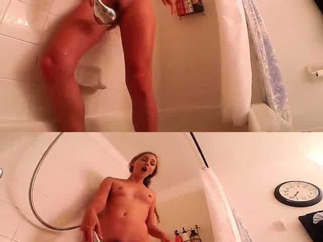 Orgasmic Shower Solo with a Big-Assed Blonde
