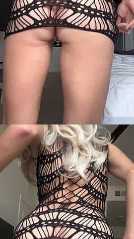 Big Ass Bubble Booty Blonde Babe Fishnet Body Stocking Sexy Dance Tease
