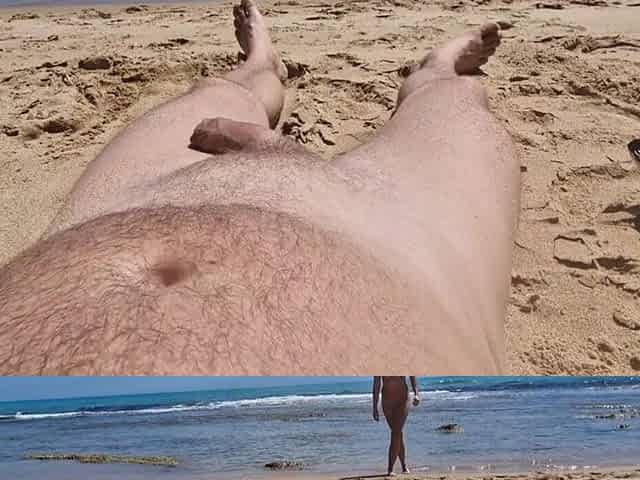 Stepsister Gives Nude Blowjob to Stepfather on a Public Beach
