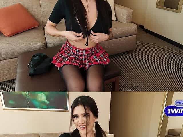 Hawt Latin babe with Tiny Body Asking her Teacher to Bang her Pink Twat