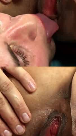 Mature woman jumps with her boobs on cock