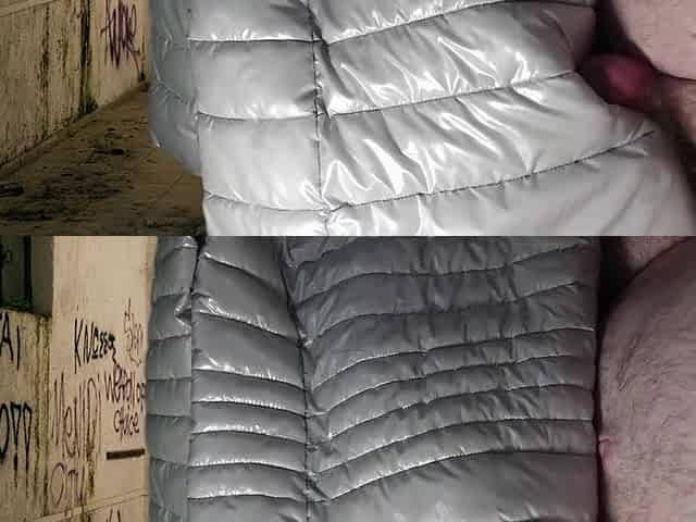Ejaculation on Girlfriend's PZ Soft Silver Down Jacket