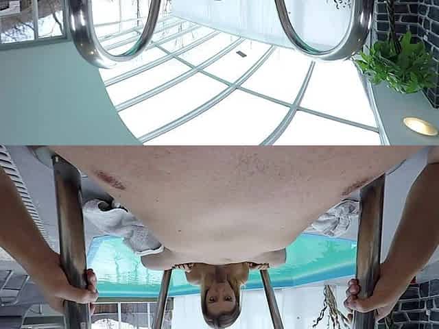 Naughty Blonde Swimmer Gives a Head in a Pool