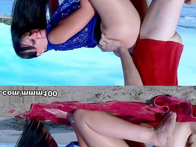French beauty Natacha Guapa gets ass fucked on a public beach - MMM100