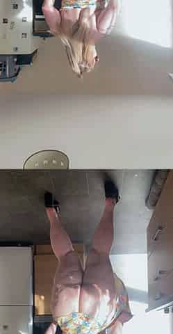 Solo blonde chick using cucumber to masturbate