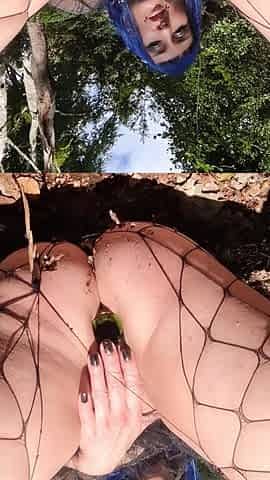 Gothfee Rubs Her Pussy in the Forest Outdoor