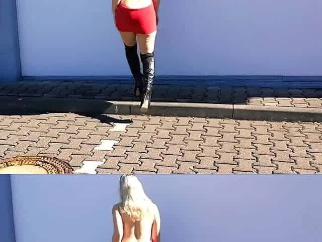 Sandybigboobs - red dress flashing