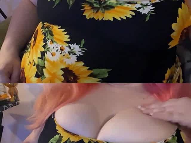 Big Boobs bursting out of summer Sun Dress