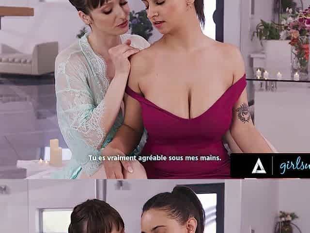 GIRLSWAY - Hawt Lexi Luna & Hailey Rose Massage Every Other's Giant Bazookas - FRENCH SUBTITLES