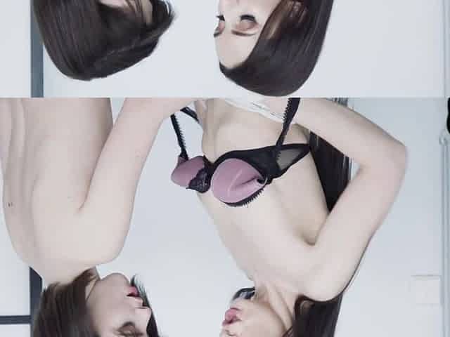 Smalltitted 19yo dyke seduced by lesbian in fishnets