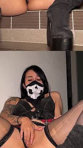 Latina in Sexy Uniform Fucks on Stairs While Fantasising About Being Discovered