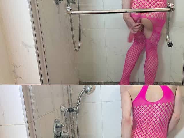 Washroom Time with a Large Wang Anal Stretch
