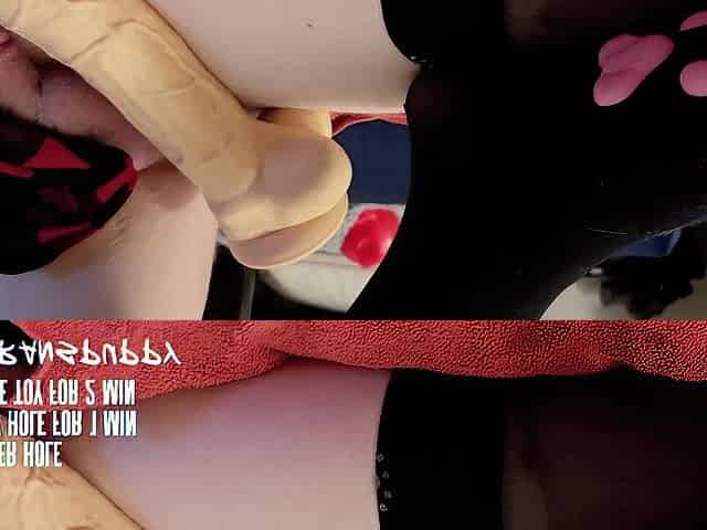 SLUTtransPUP toys themselves on stream in paw socks