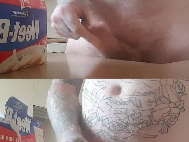 Stroking And cumming like a true Australian on kitchen bench