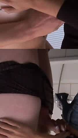 Sexy petite big dick sucking pussy penetrated in the bathroom
