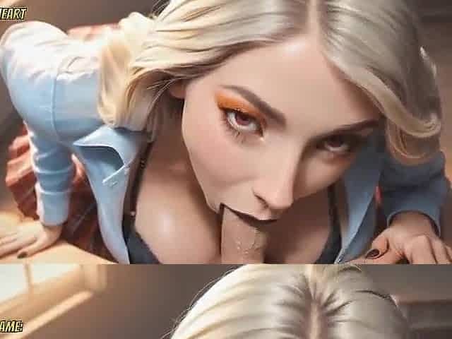 nasty blond student works hard for her home work - made with ai