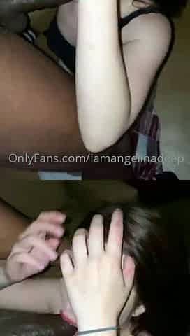 Big cock EXGF interracial busty geek coed blowjob