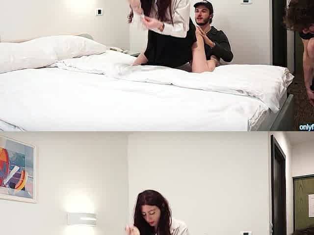 Two friends on vacation fuck the cleaning lady in the hotel - Threesome MMF