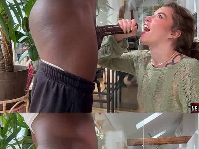 Interracial blowjob with Eden Ivy