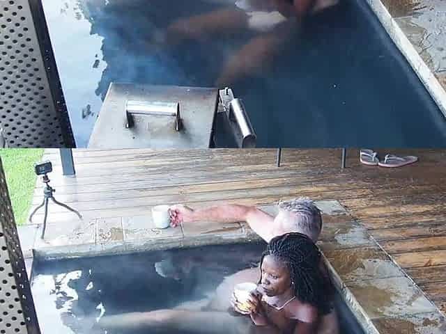 "Steam, Sun & Serenity" Black Secretary screws her boss in the hottub