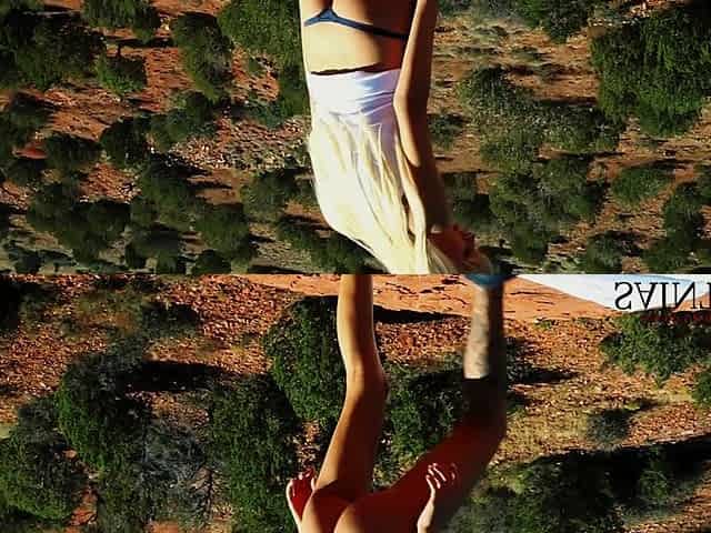 Skinny Blonde with Tattoos Rubs Her Shaved Pussy Outdoors in the Desert