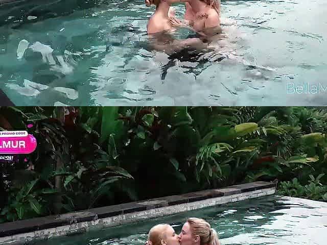 Pool cleaner was fortunate to screw 2 golden-haired tourists