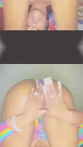 Shuga Avry Exposes Her Beautiful Pussy with a Sexy Strip Tease in Front of the Camera and Plays with Her Clit in Fishnets