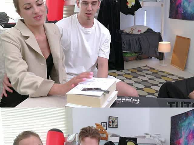 Skinny blondie Isabel Rose gets fucked by two guys