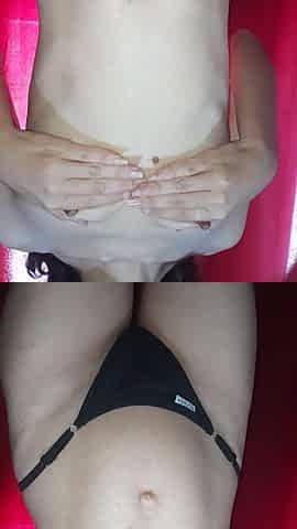 Horny doxy masturbating her nipps