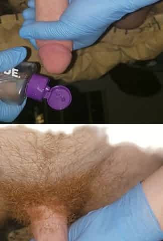 Latex gloves tugjob solo