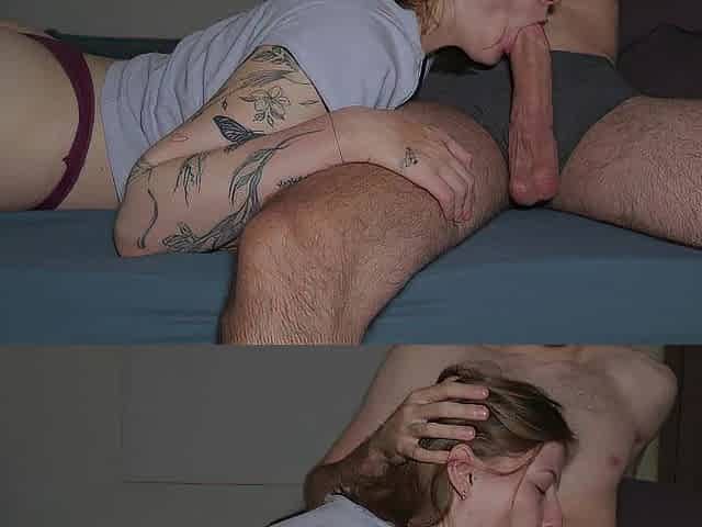 Cute gal is obsessed with knob - That babe sucked it until her face was absolutely overspread in cum