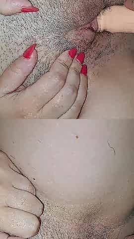 didlo in twat and penis in booty and cum