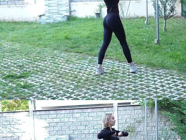 Outdoor sex with a nice-looking blond with ideal bazookas PollyYangs