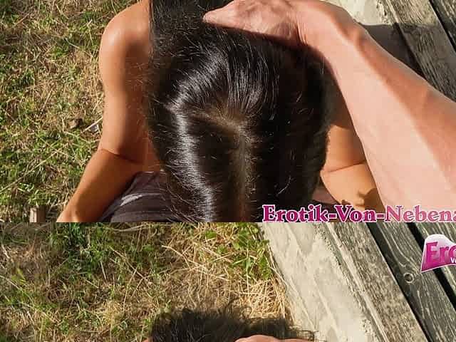 Tanned German Brunette Fucks Outdoors