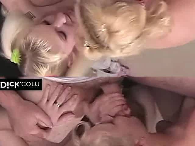 Two Blonde Lips Locking Onto His Small Cock - Little Cock