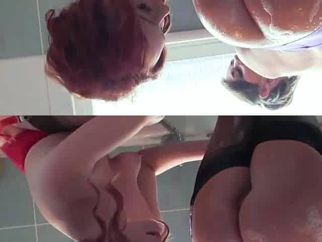 Redhead And Brunette Lesbians Get Down