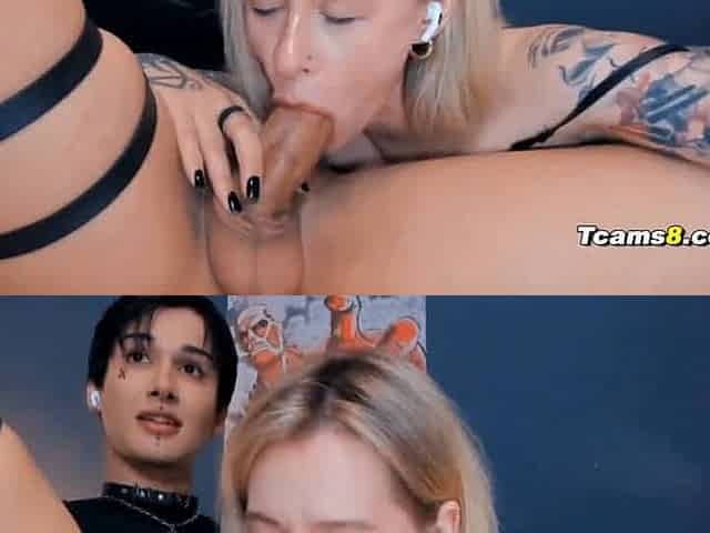 Hot Blonde Babe Worships Transgirlcock