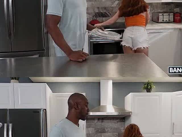 Red Eviee And Don Sudan In Seduces Stepdad With Her Tits While Cleaning