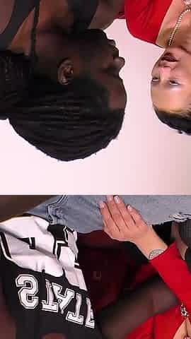 Tattooed MILF Gets Ridden by a Muscular Black Guy on the Couch