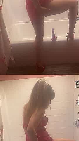 Banging My Vibrator On The Edge Of The Tub, In Red