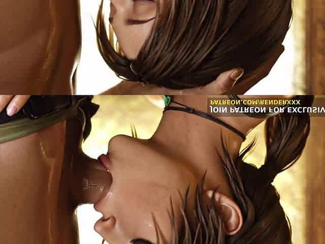 Lara Croft Deepthroat Dong Ride