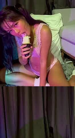 Beautiful teen brunette Jessica Sinn masturbates