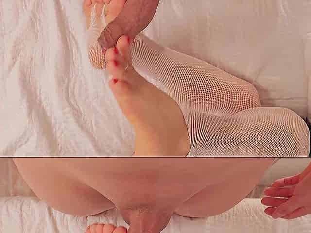 That babe screws me with her charming feet and I finish out of sperm, a serf to her red pedicure