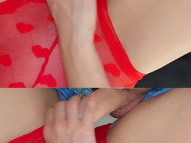 Rubbing Wet Pussy on His Cock Leads to Orgasm
