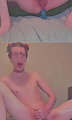 Ftm Femboy Max rides his fresh sextoy like a priceless cowboy floozy.