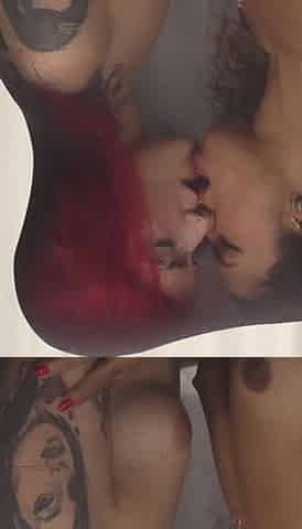 Goddesses Kissing and Licking Each Other Encased in Nylon!