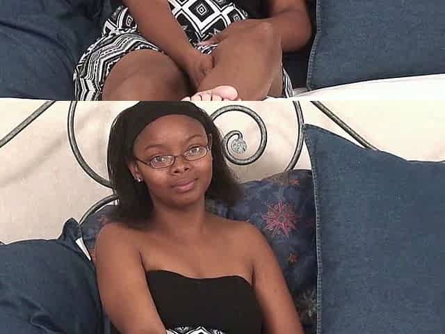 Ebony amateur with big nipples masturbates with her toy